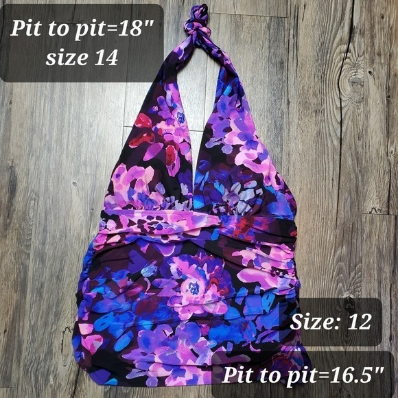 Magicsuit Divine April Tankini Swim Floral Adjustable Ruched Halter Top NEW - Picture 12 of 12